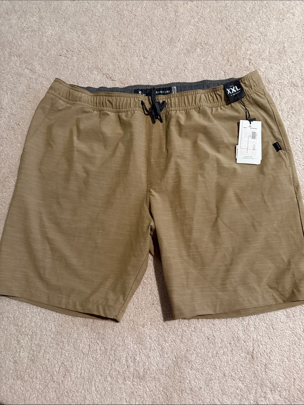 Rip Curl Boardwalks Drawstring Shorts - Tan with Black Trim